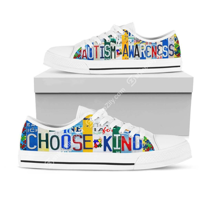 Autism Awareness Choose Kind Low Top Shoes White TA031303 - Amaze Style™-
