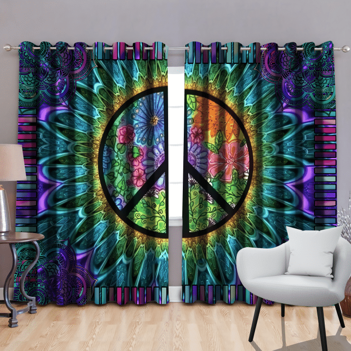 Hippie Flower - Blackout Thermal Grommet Window Curtains HT25052001S-TA - Amaze Style™-Curtains