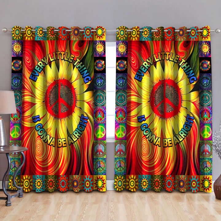 Hippie Every Little Thing Is Gonna Be Alright Sunflower Blackout Thermal Grommet Window Curtains QB05282001-TA - Amaze Style™-Curtains