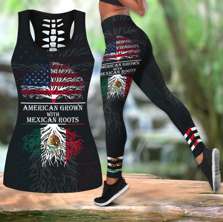 American Grown With Mexican Roots Combo Tank Top + Legging QB06112003 - Amaze Style™-Apparel