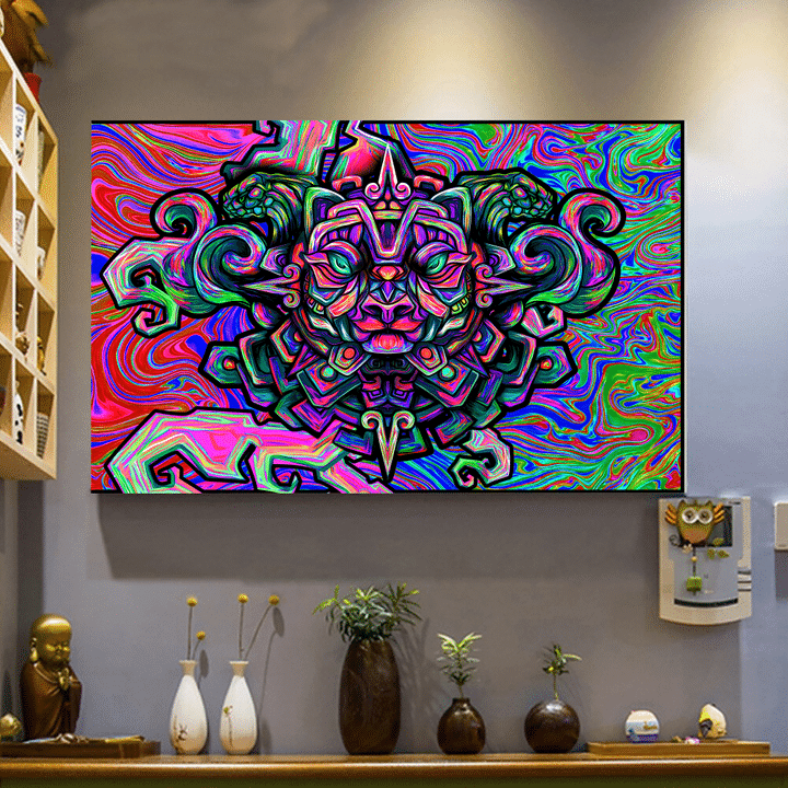 Psychedelic Aztec Jaguar 3D All Over Printed Canvas - 