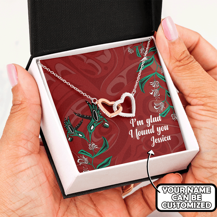 Native American Symbols Of Love Hummingbird Pacific Northwest Native American Customized Interlocking Hearts Necklace - 