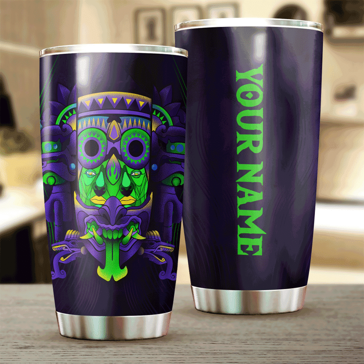 Aztec Psychedelic Tlaloc Mural Art Customized 3D All Over Printed Tumbler - 