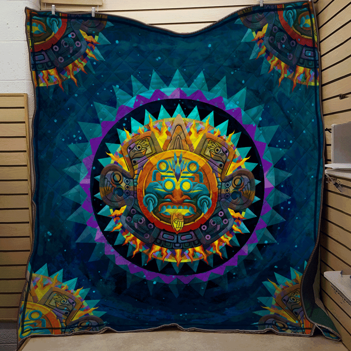 Aztec Luna y Sol Mural Art 3D All Over Printed Quilt - 
