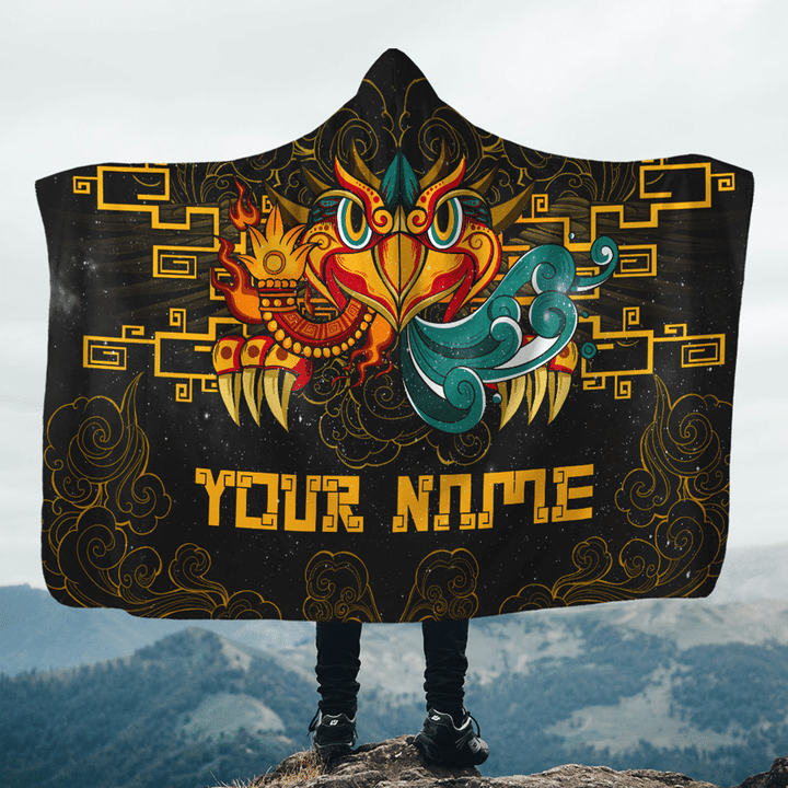 Double Headed Eagles Maya Aztec Mexican Mural Art Customized 3D All Over Printed Hooded Blanket - 