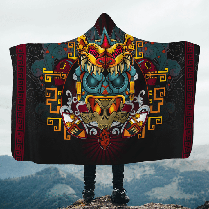 Aztec Fifth Sun 3D All Over Printed Hooded Blanket - 