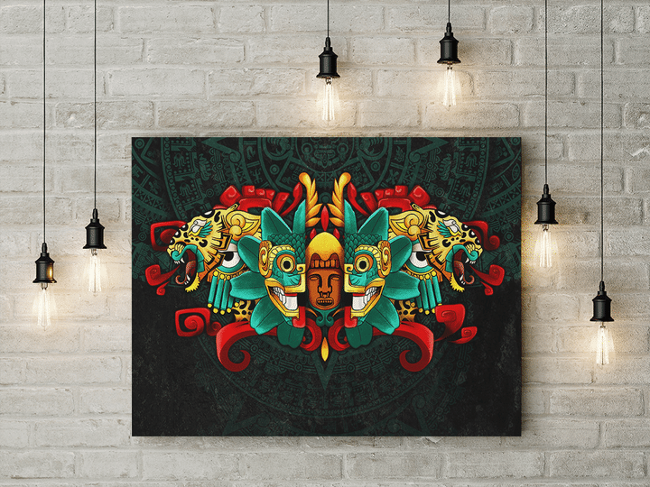 AZTEC MAYA MASK OF DEATH AND REBIRTH 3D ALL OVER PRINTED CANVAS - AM STYLE DESIGN