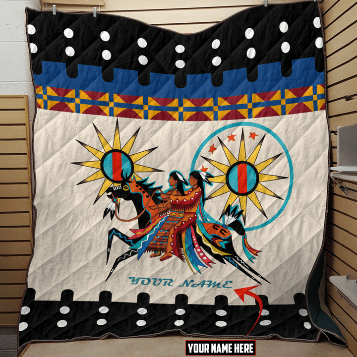 Native American Indian Horse Plains Indians Ledger Art For Couple Customized 3D All Over Printed Quilt - 