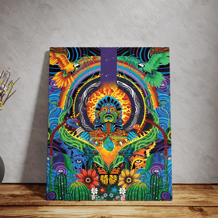 Psychedelic Aztec Xochipilli 3D All Over Printed Canvas - 