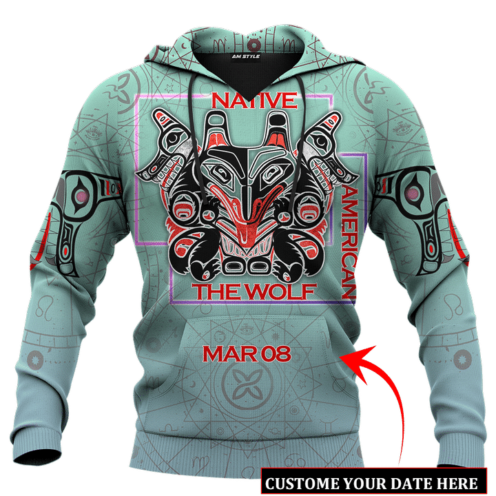 Native American Zodiac Wolf Native American Pacific Northwest Art Customized 3D All Over Printed Shirt - 