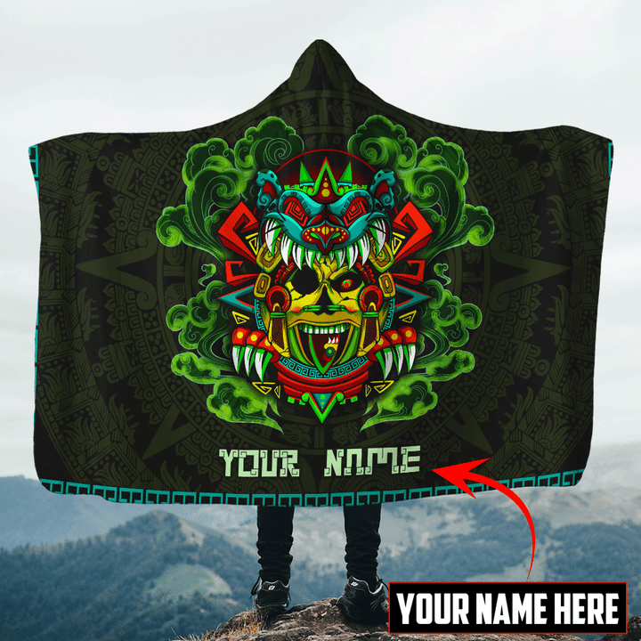 Aztec Sun Stone Collage Art Customized 3D All Over Printed Hooded Blanket - 