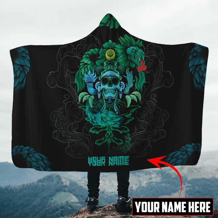 Aztec Sun Stone Quetzalcoatl Customized 3D All Over Printed Hooded Blanket - 