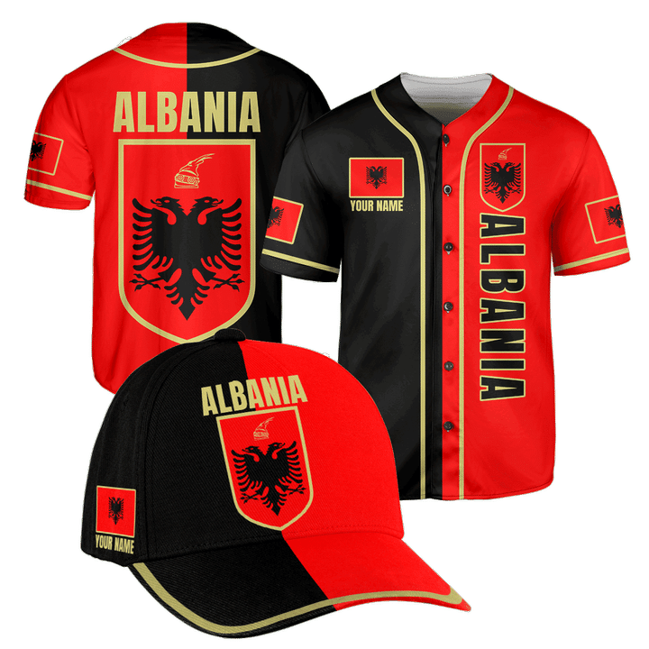 Albania Half & Half Customized 3D All Over Printed Baseball Shirt & Cap - AM Style Design