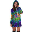 Colorful Peace Hippie Hoodie Dress TQH201001 - Amaze Style™-Apparel