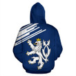 Czech Republic Lion Hoodie Flag - Line Style (Blue) NVD1277 - Amaze Style™-Apparel