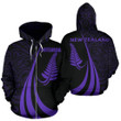 New Zealand Maori Silver Fern Zip-Up Hoodie Purple PL146 - Amaze Style™