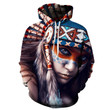 BLUE, RED AND WHITE NATIVE AMERICAN GIRL 3D HOODIE - NATIVE AMERICAN CLOTHING NVD1300 - Amaze Style™-Apparel