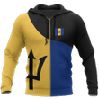 Barbados Flag Curve Concept Pullover Hoodie - Amaze Style™