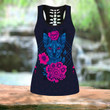 Cat & Flower tattoos combo outfit legging + hollow tank for women PL - Amaze Style™-Apparel