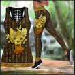 Sphynx Cat in a Rose flower tattoos combo outfit legging + hollow tank for women PL - Amaze Style™-Apparel