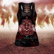Gothic coat of arms with skull and angels legging + hollow tank combo outfit HHT14082003 - Amaze Style™-Apparel