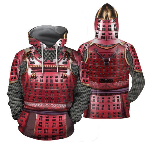 3D All Over Printed Samurai Red Armor Set Shirts And Shorts