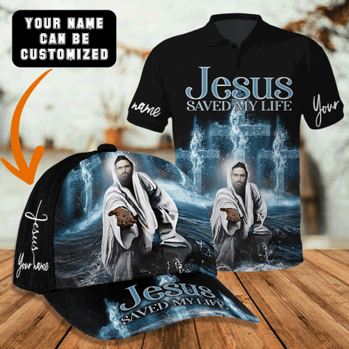 Jesus Saved My Life Love Jesus Customized 3D All Over Printed Polo & Baseball Cap - AM Style Design
