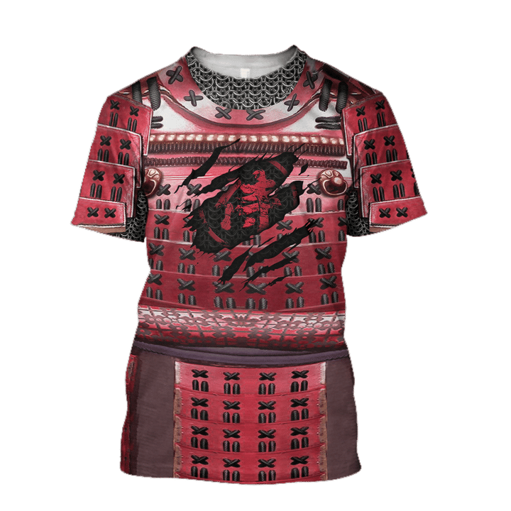 3D All Over Printed Samurai Red Armor - Amaze Style™-Apparel