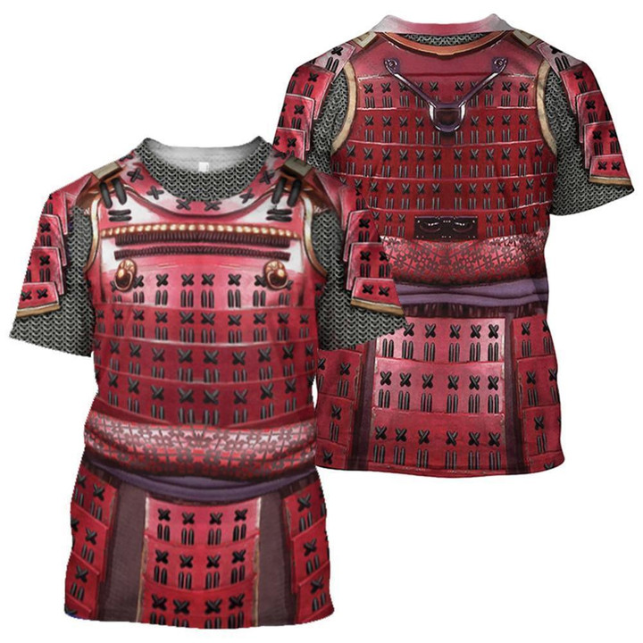 3D All Over Printed Samurai Red Armor Set Shirts and Shorts - Amaze Style™