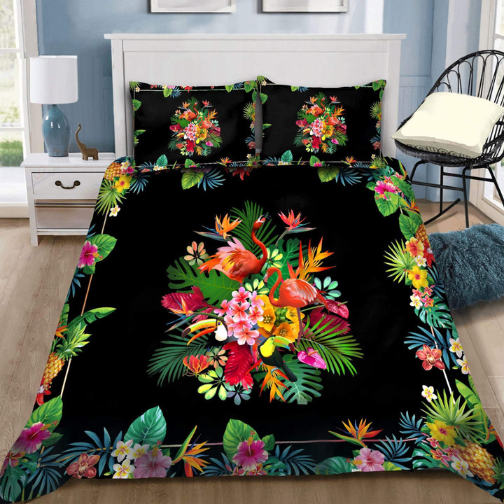Tropical Flamingo And Toucan Bird Bedding Set AM082041-MEI - Amaze Style™-Bedding Set