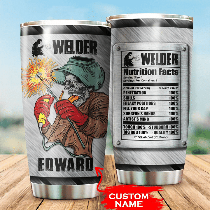 Premium Personalized 3D Printed Skull Welder Stainless Tumbler MEI - Amaze Style™