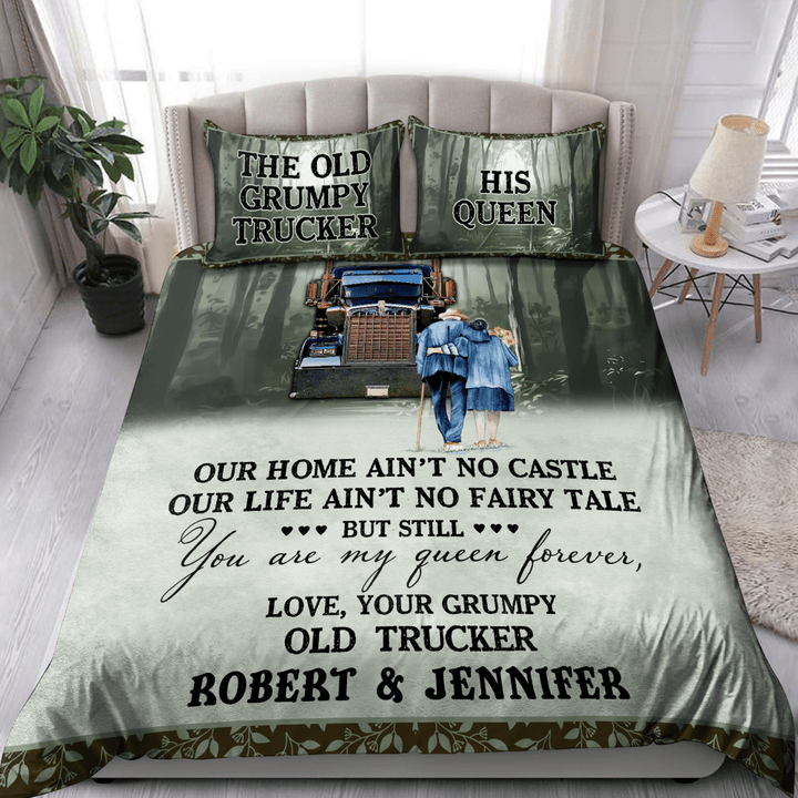 Premium Old Truck Driver And His Queen Bedding Set MEI - Amaze Style™