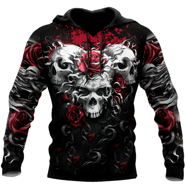 Unique Skulls And Roses Hoodie For Men And Women MEI - Amaze Style™-Apparel