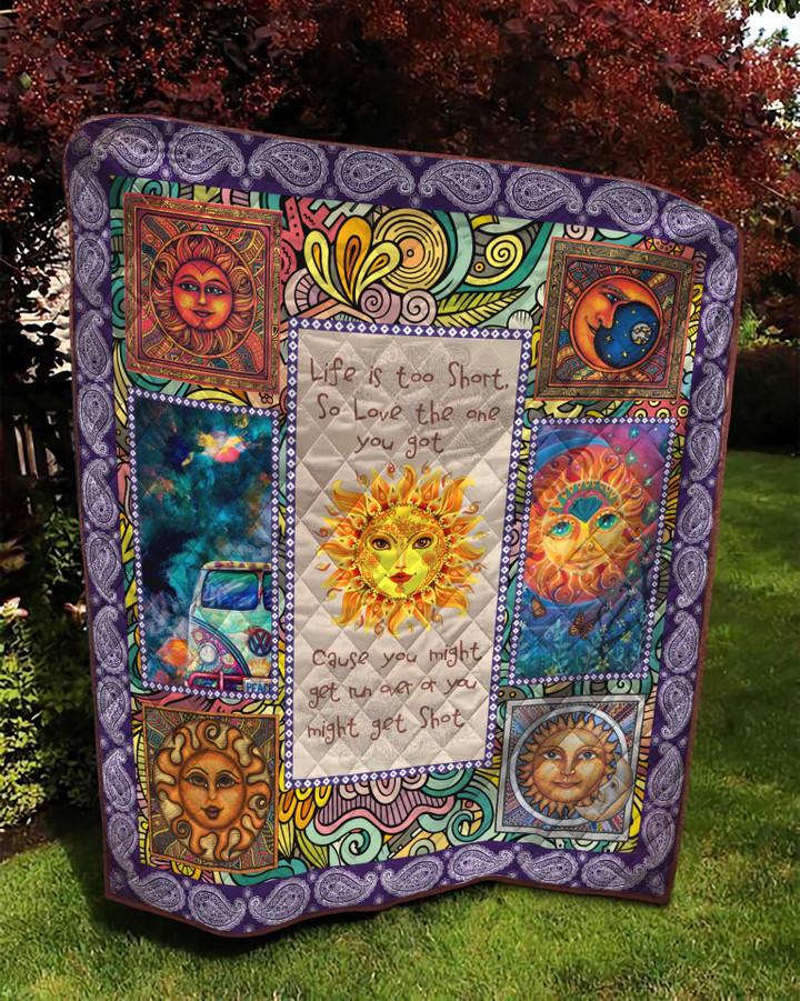 Premium All Over Printed Hippie Sun And Moon Quilt MEI - Amaze Style™-Quilt