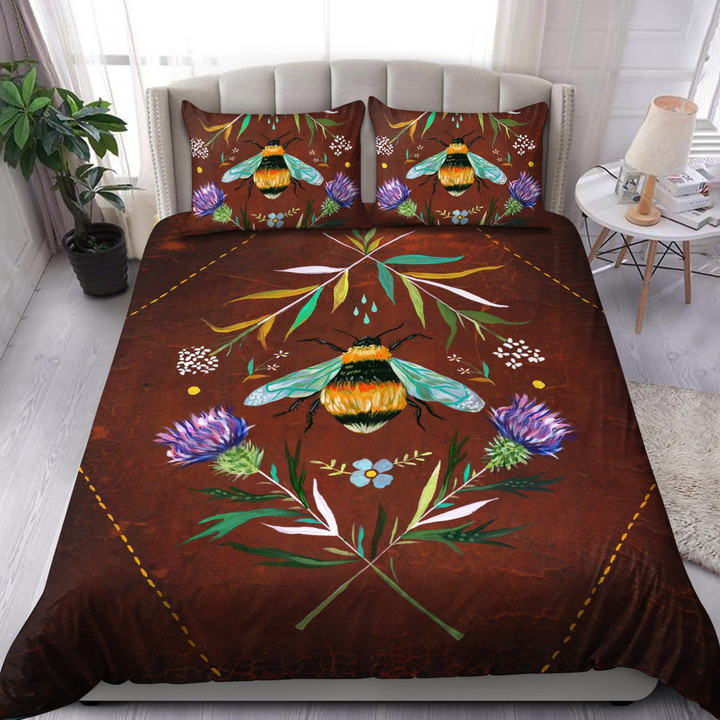 Bee And The Wreath All Over Printed Bedding Set MEI - Amaze Style™-Bedding Set