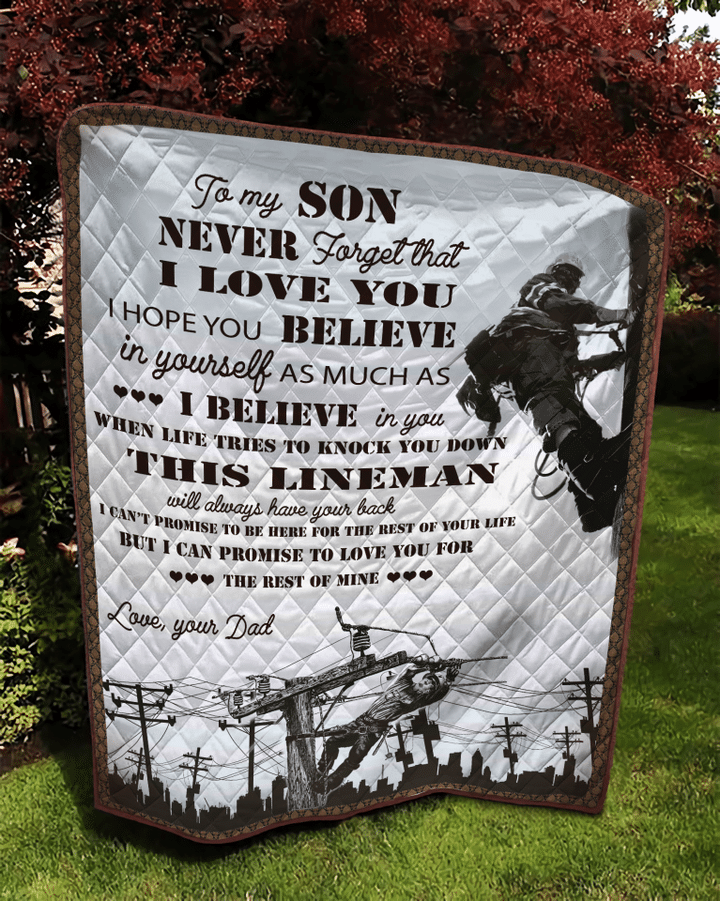 Lineman Dad To My Son All Over Printed Quilt MEI - Amaze Style™-Quilt