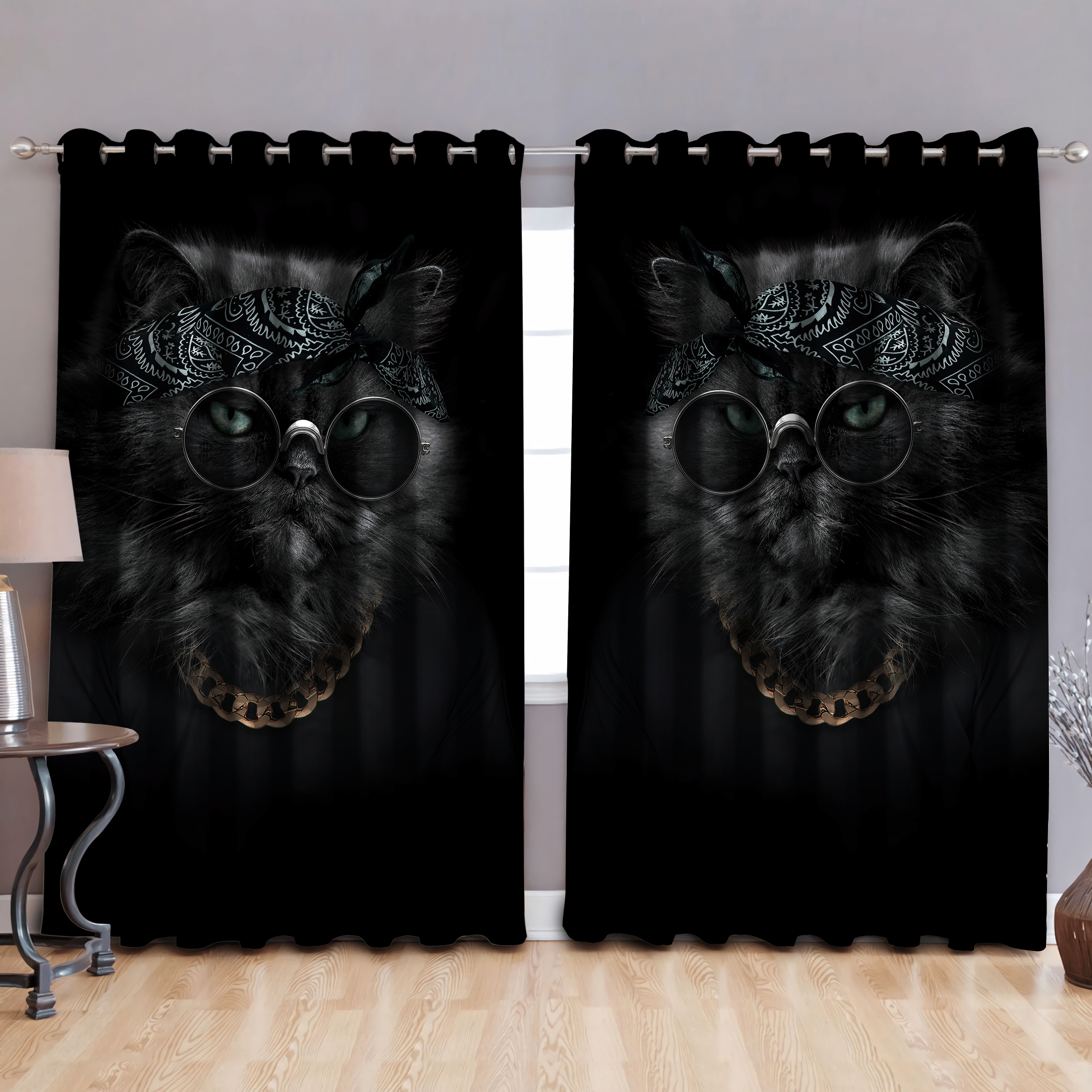 Gangster Cat Curtains MH12012106 - Amaze Style™-Curtains