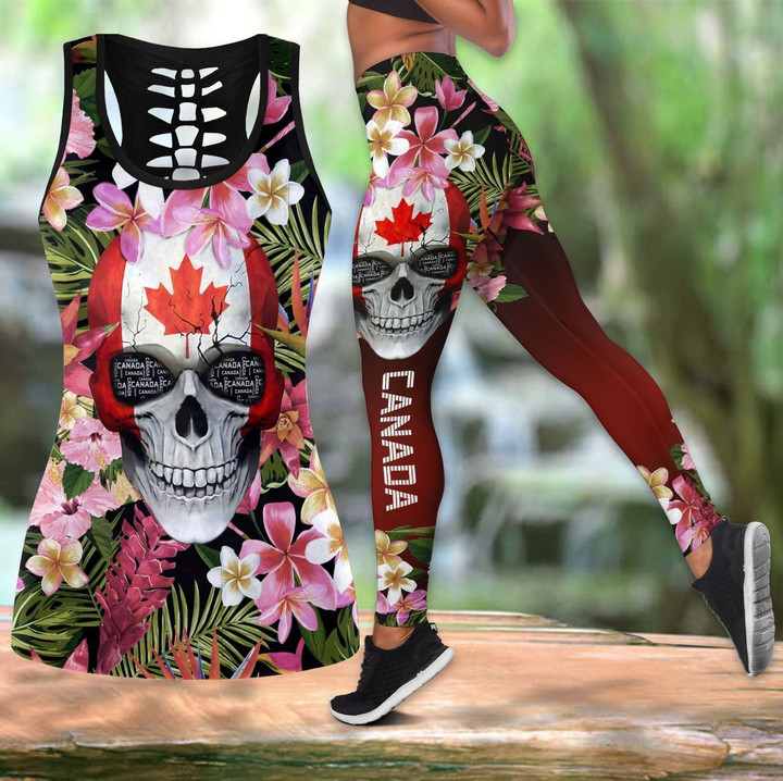 Canada Floral Skull Combo Outfit For Women TQH200706 - Amaze Style™-Apparel