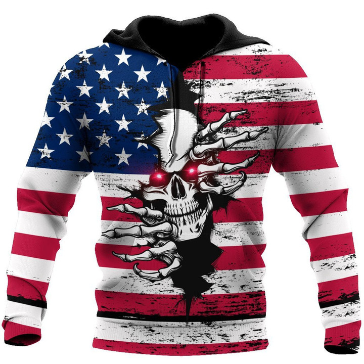 American Red Eyes Skull Hoodie For Men And Women DQB10012001 - Amaze Style™-Apparel