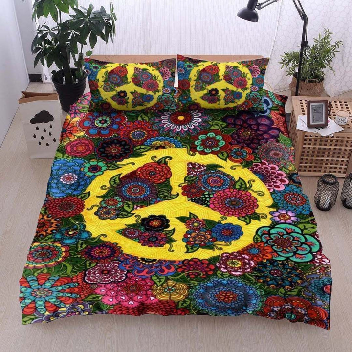 Floral Hippie Symbol Bedding Set TQH200735 - Amaze Style™-BEDDING SETS