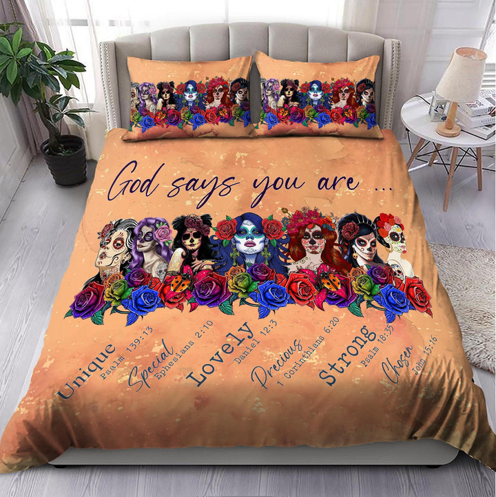 God Says You Are- Skull Girls Bedding Set MH1008204-TQH - Amaze Style™-BEDDING SETS