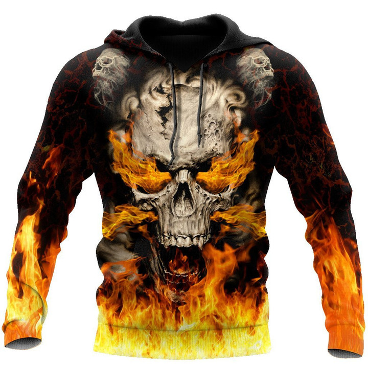 Skulls On Fire Hoodie For Men And Women TQH201007 - Amaze Style™-Apparel
