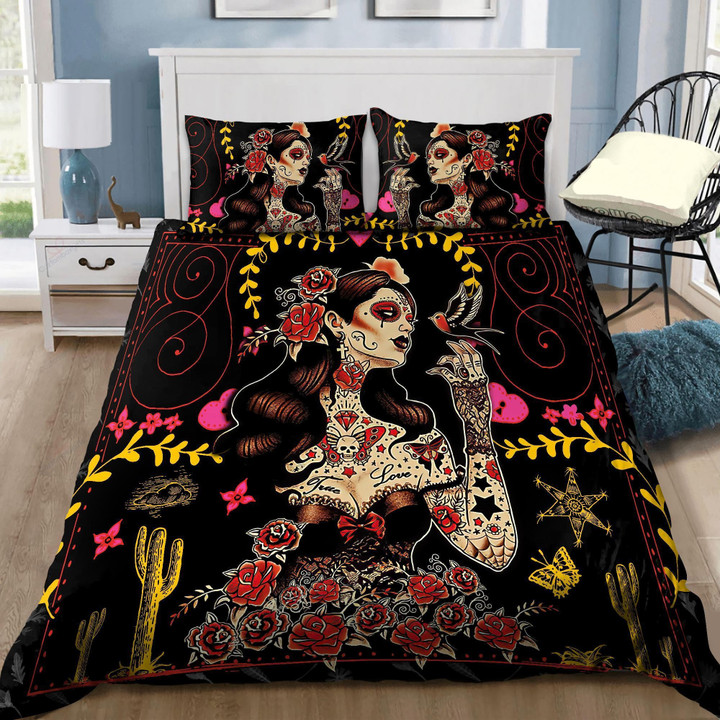 Tattoo Skull Girl Bedding Set DQB07302003-TQH - Amaze Style™-BEDDING SETS