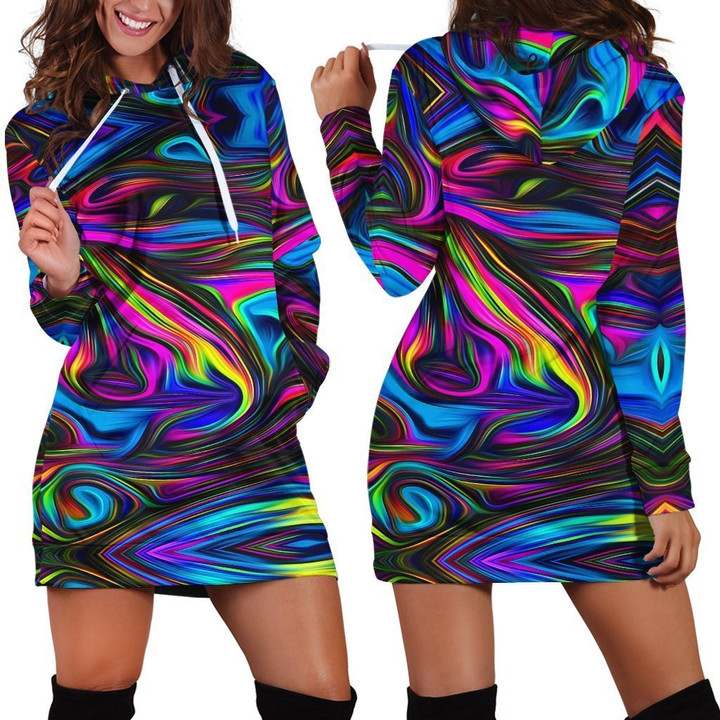 Lovely Hippie Color Hoodie Dress For Women TQH200713S1 - Amaze Style™-Apparel