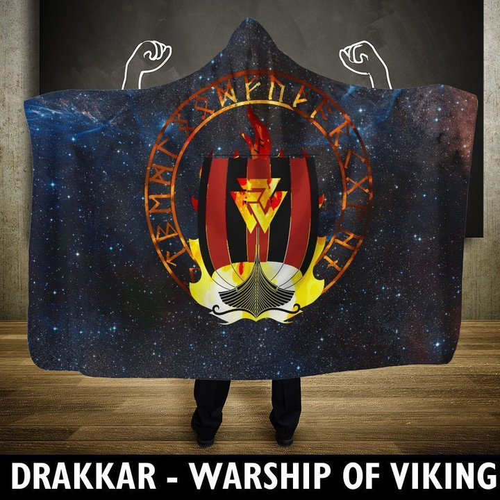 Viking Hooded Blanket - Drakkar Warship Of Viking PL110 - Amaze Style™