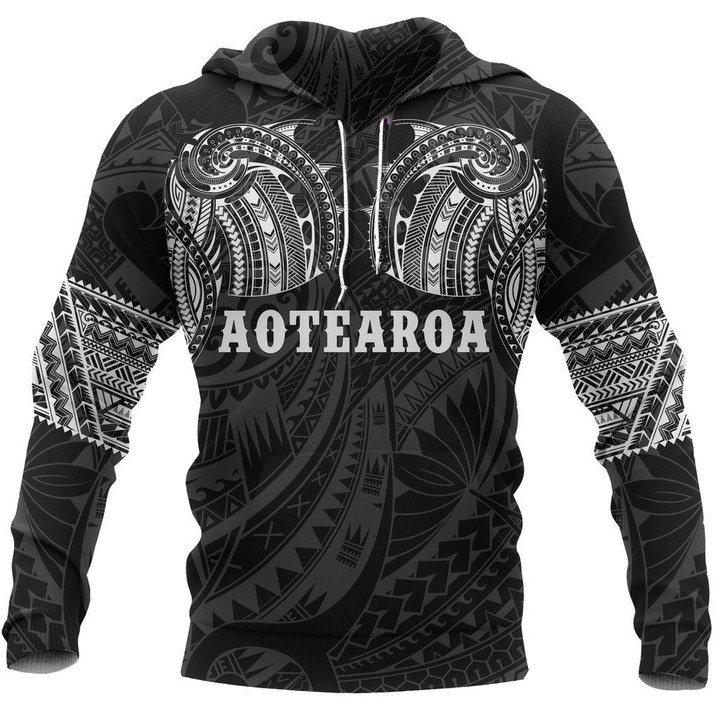 Aotearoa Maori Tattoo All Over Hoodie White PL - Amaze Style™-Apparel
