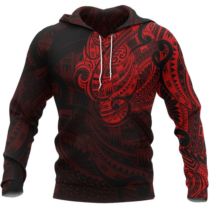Maori Tattoo Style All Over Hoodie Red Version NVD - Amaze Style™-Apparel
