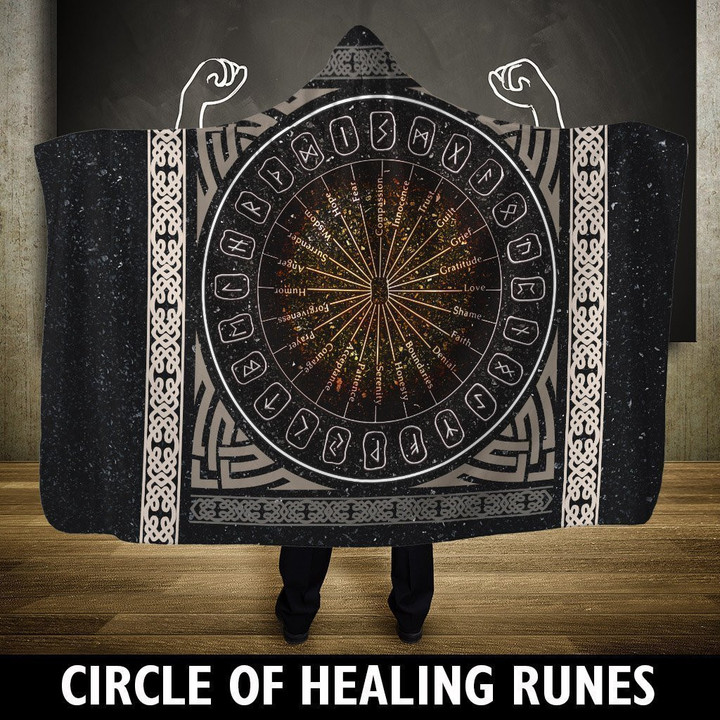 Viking Hooded Blanket - A Circle Of Healing Runes PL087 - Amaze Style™