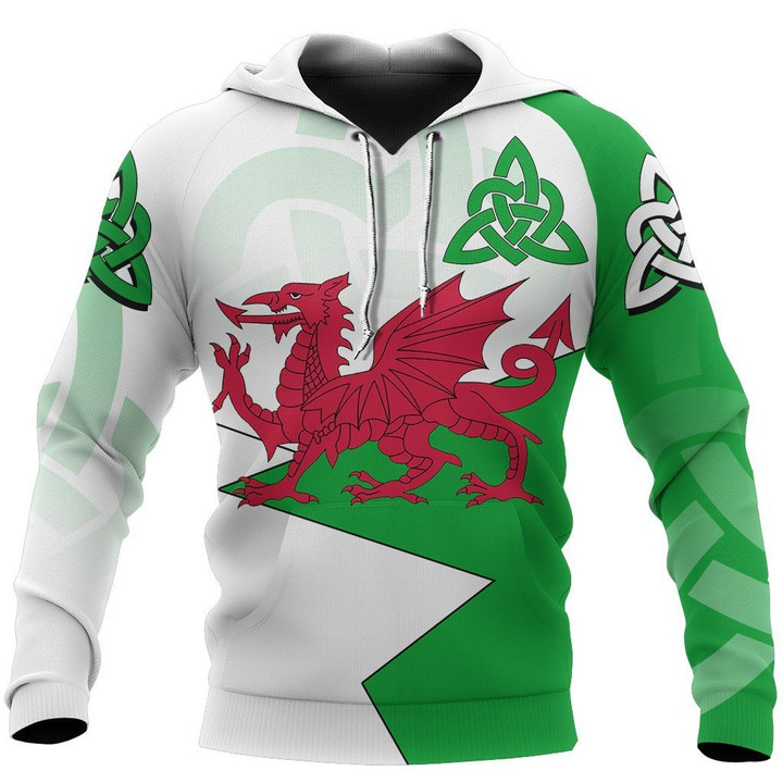 Wales Dragon Celtic Hoodie - Dentil Style PL - Amaze Style™