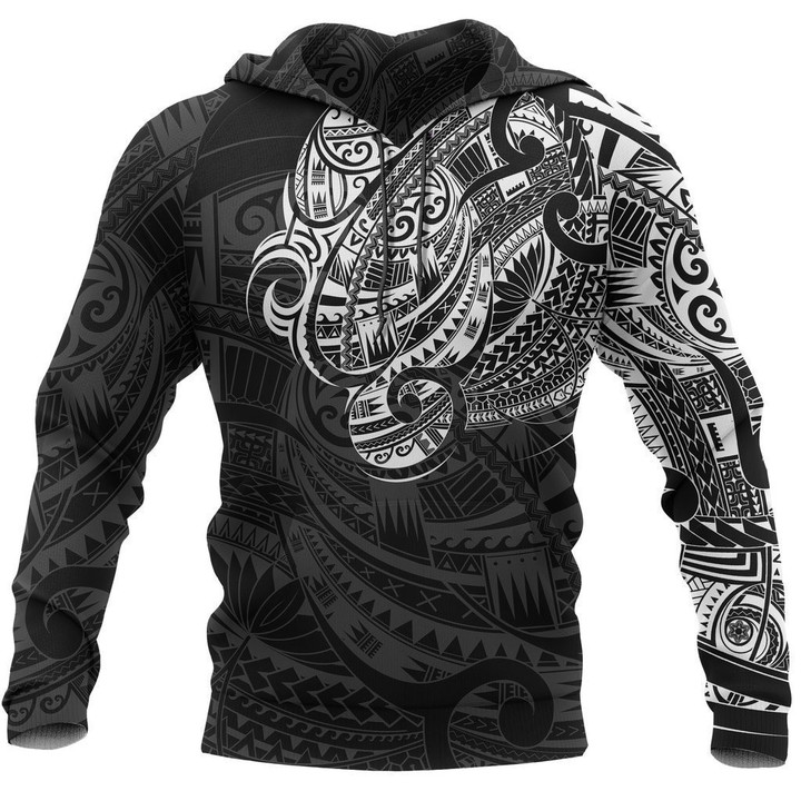 Maori Tattoo Style All Over Hoodie White Version NVD - Amaze Style™-Apparel